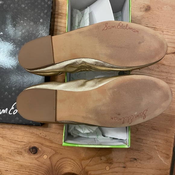Sam Edelman Felicia Gold Leather Ballet Flats - Picture 11 of 14